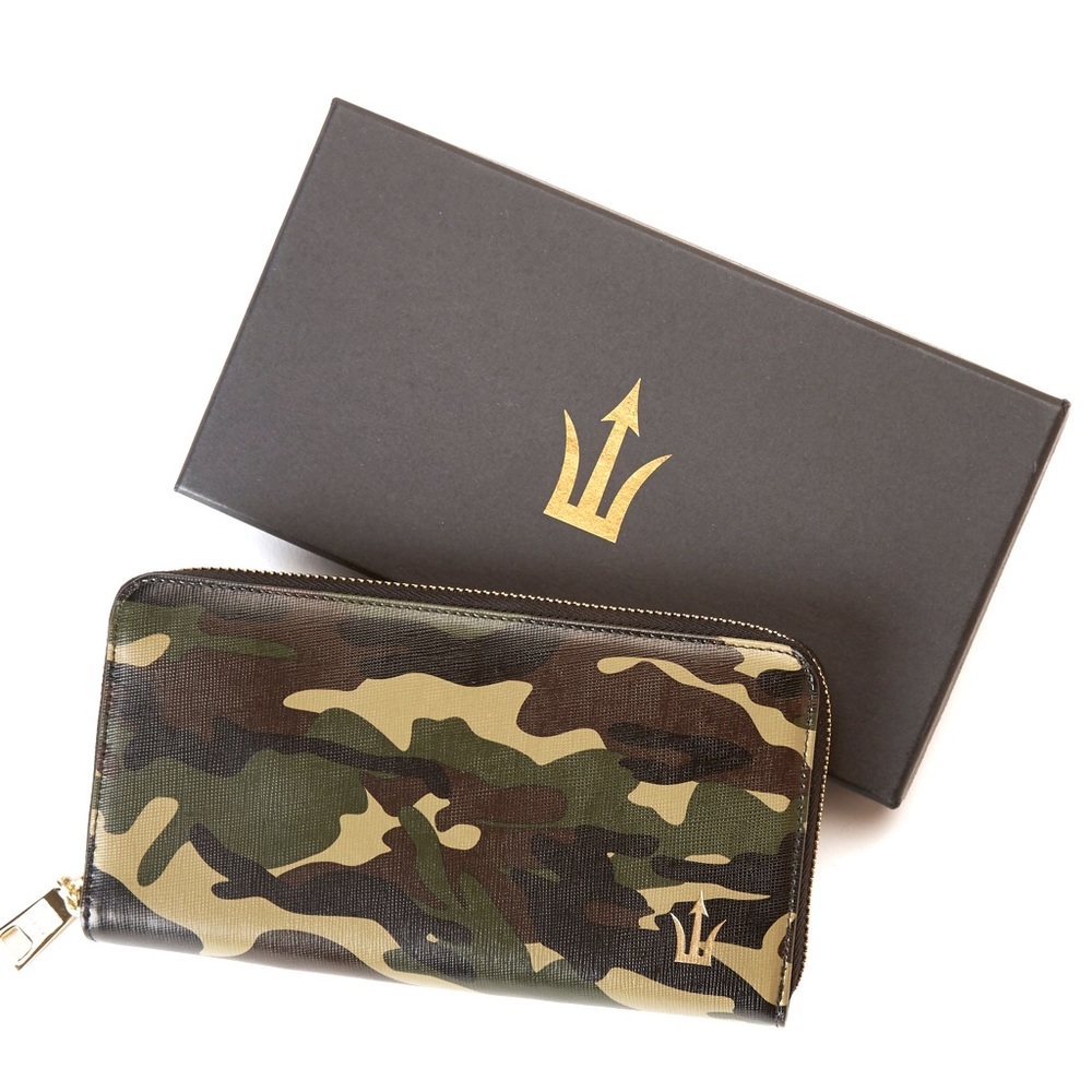 Spears Camouflage Leather Long Zip Around Wallet